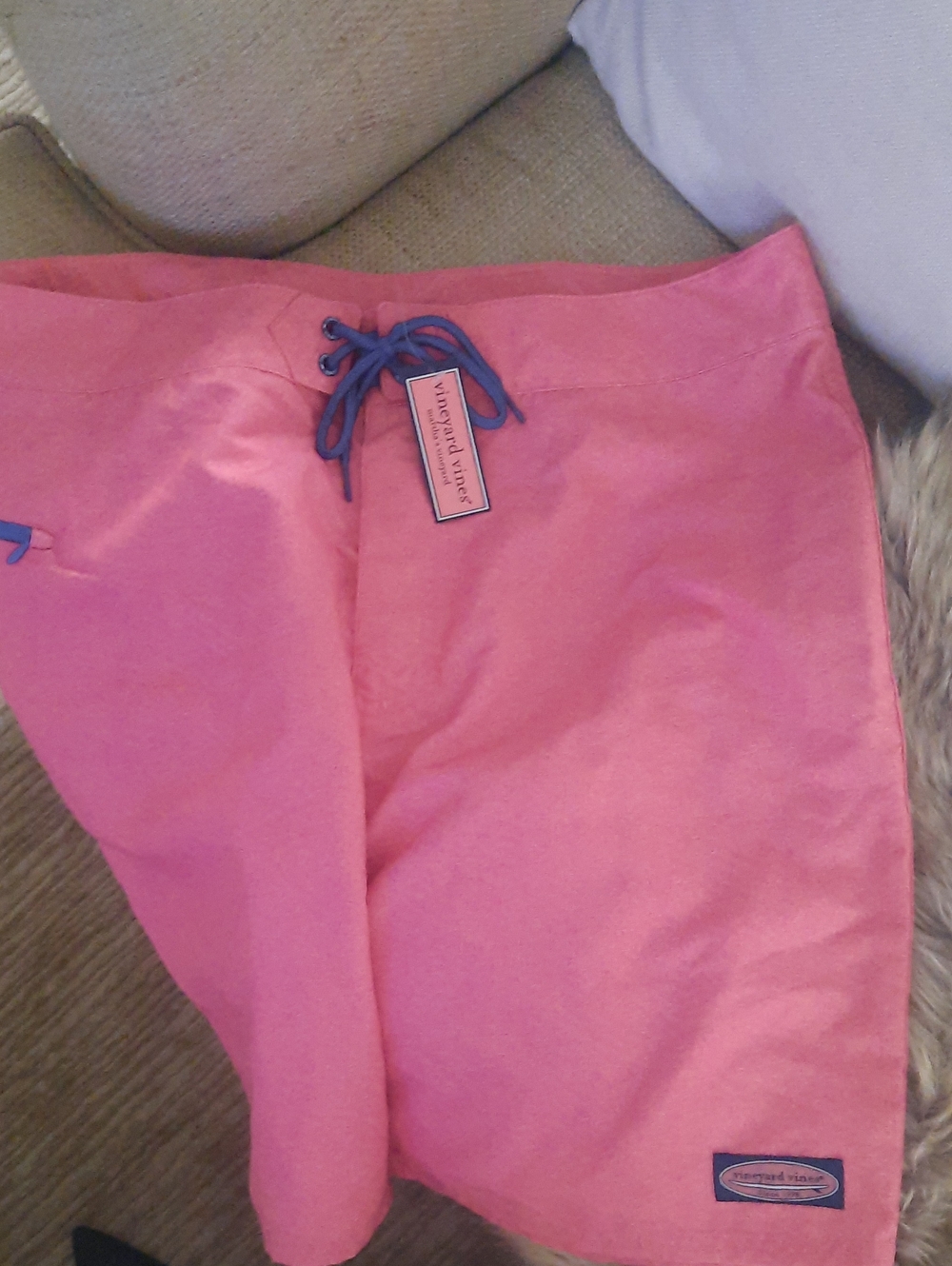 Vineyard Vines Mens Nantucket RED Board Shorts with Blue Drawstring